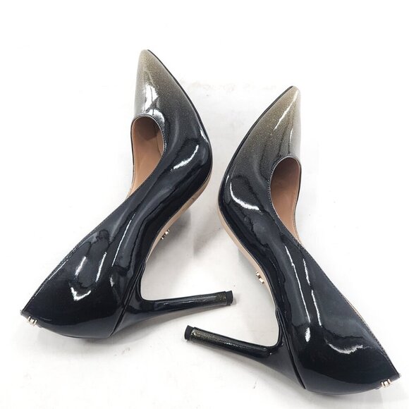 SAM EDELMAN Hazel Black Gold Simmer Patent Leather Stiletto Dress Pump - Picture 7 of 10